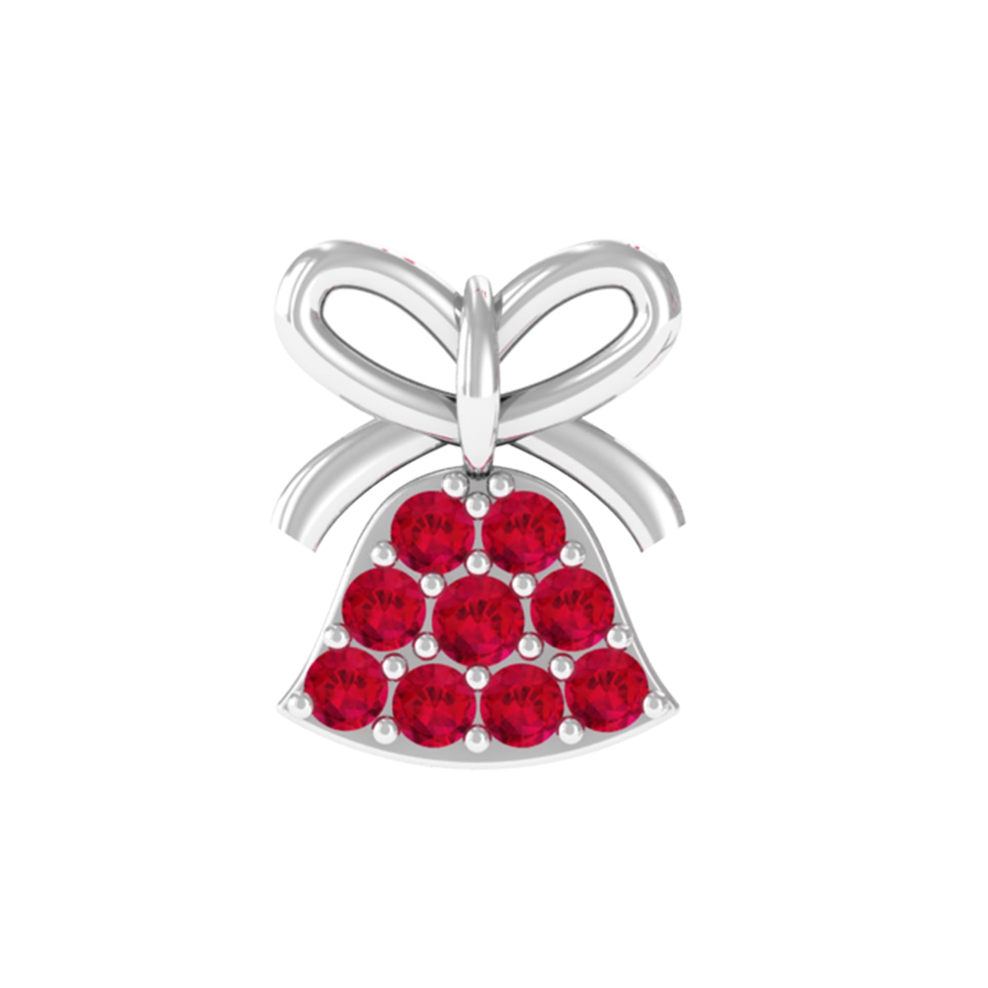 Rosec Jewels-Lab Created Ruby Xmas Bell and Bow Helix Earring in Gold