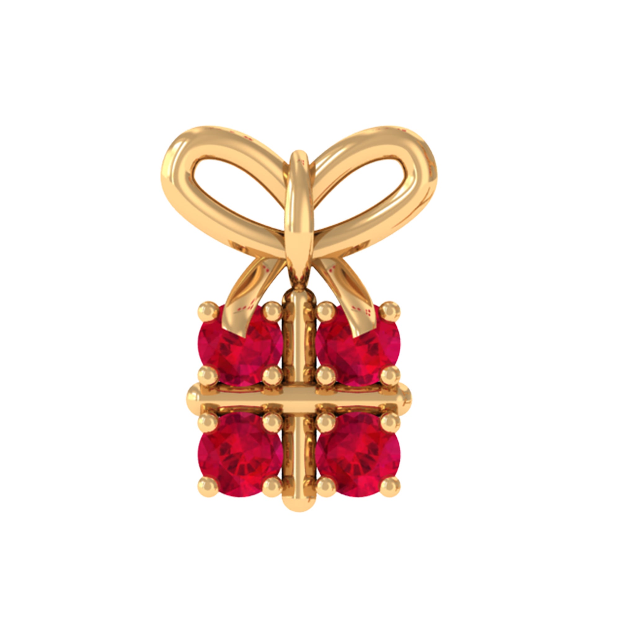 Rosec Jewels-Cute Lab Created Ruby Gift Box and Bow Cartilage Earring