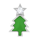 Rosec Jewels-Real Diamond Green Enamel Christmas Tree Cartilage Earring