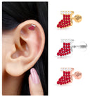 Rosec Jewels-Created Ruby Christmas Stocking Earring with Moissanite