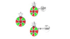 Rosec Jewels-Diamond and Enamel Swirl Peppermint Candy Helix Earring