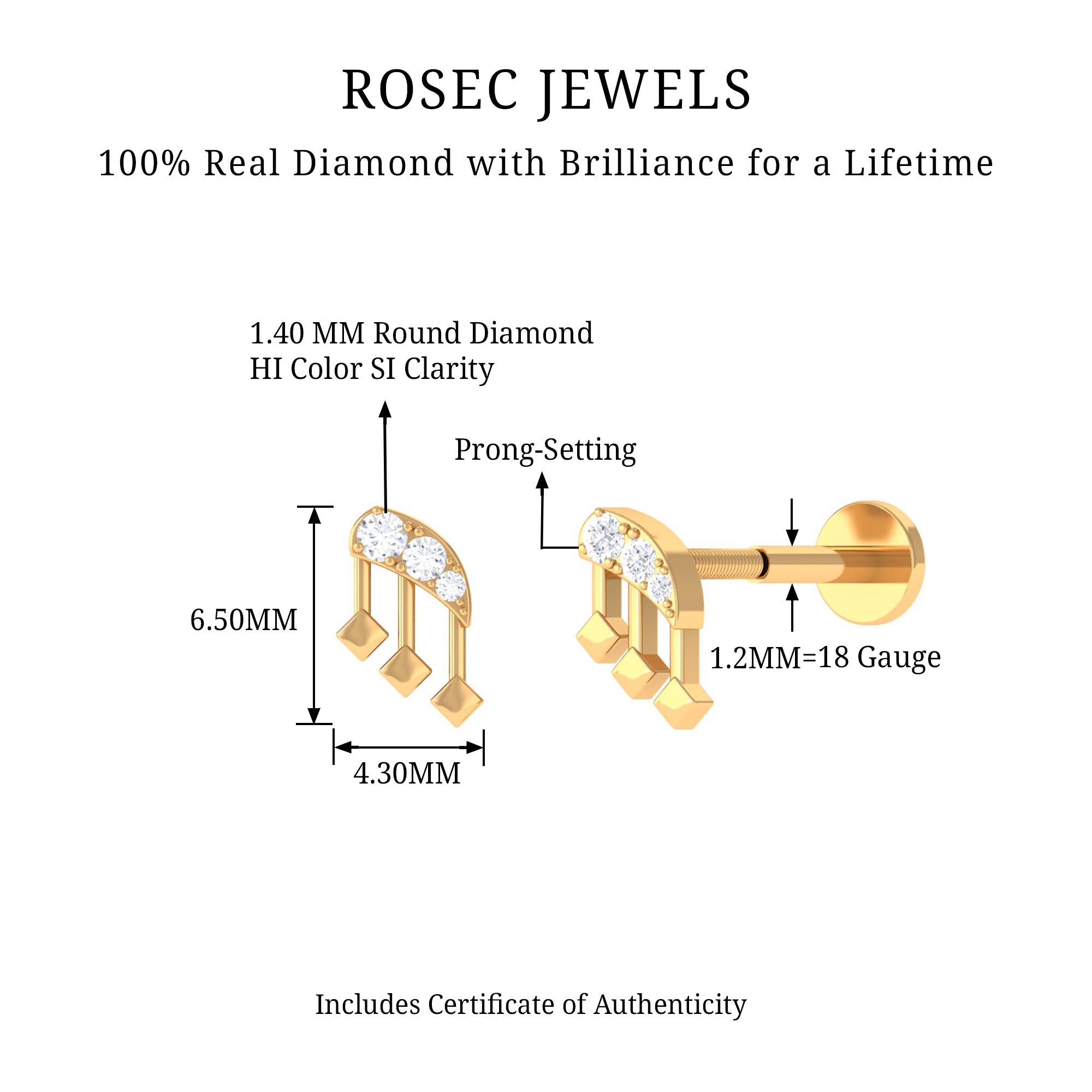 Rosec Jewels-Real Diamond Music Note Cartilage Earring