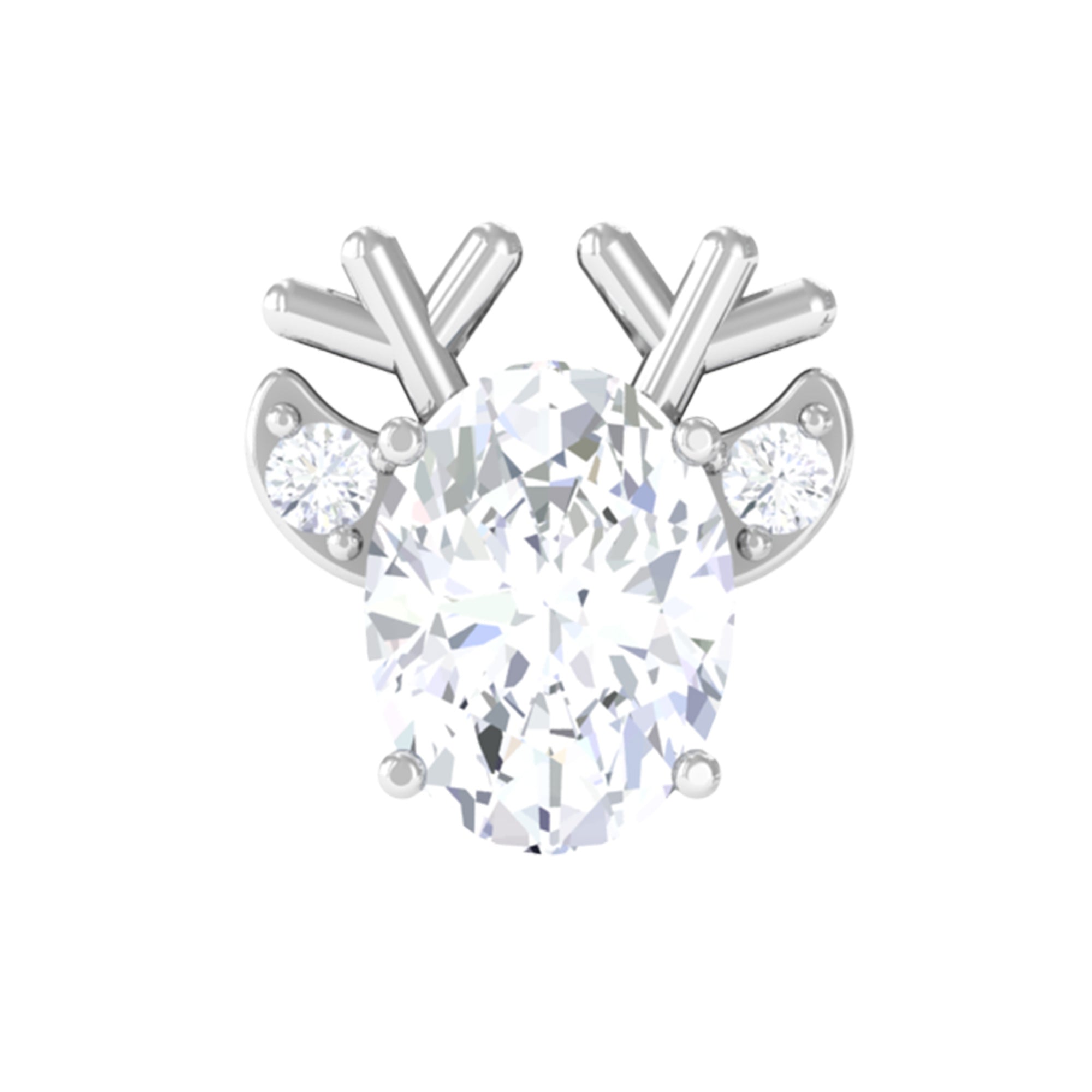 Rosec Jewels-Oval Moissanite Christmas Reindeer Earring for Helix Piercing