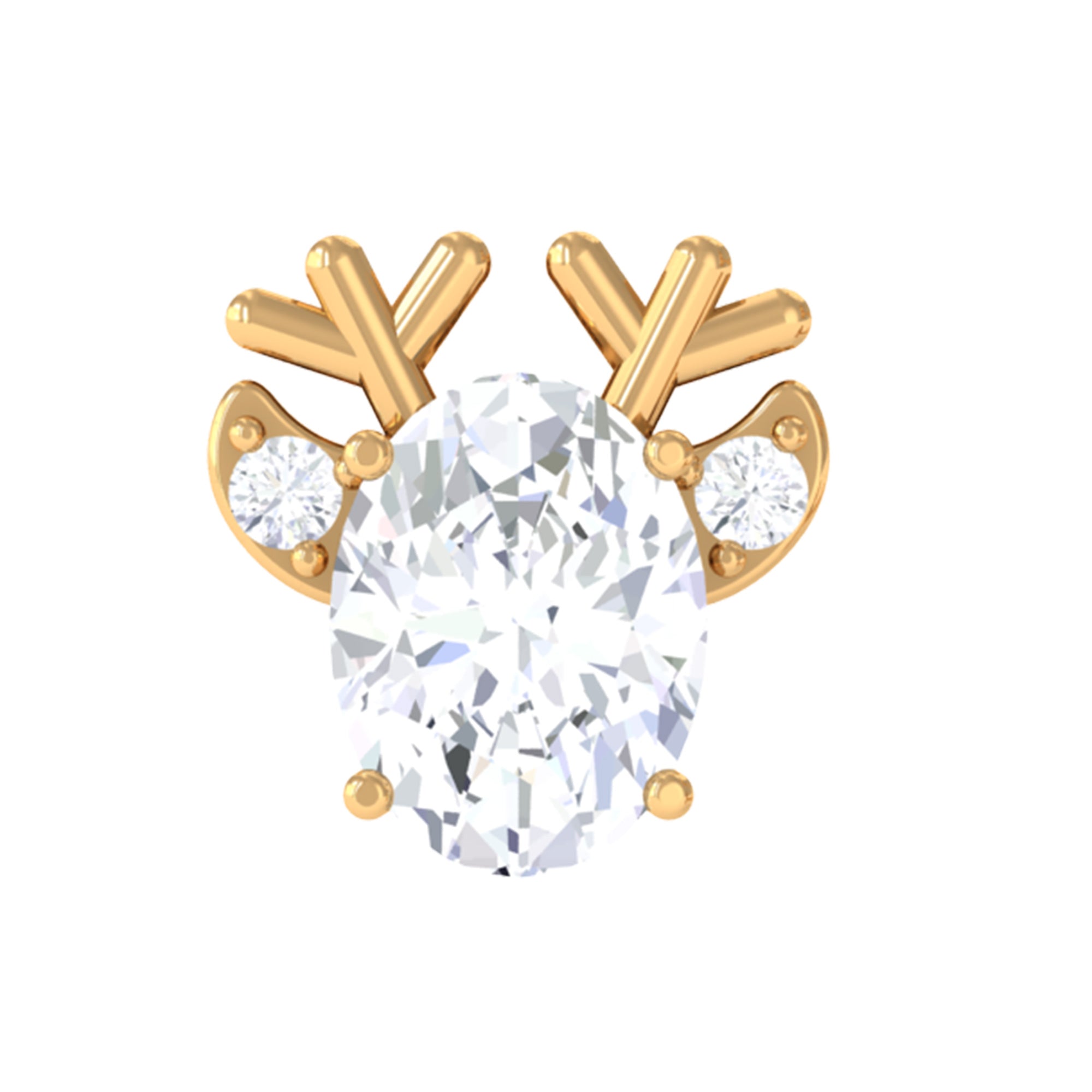 Rosec Jewels-Oval Moissanite Christmas Reindeer Earring for Helix Piercing