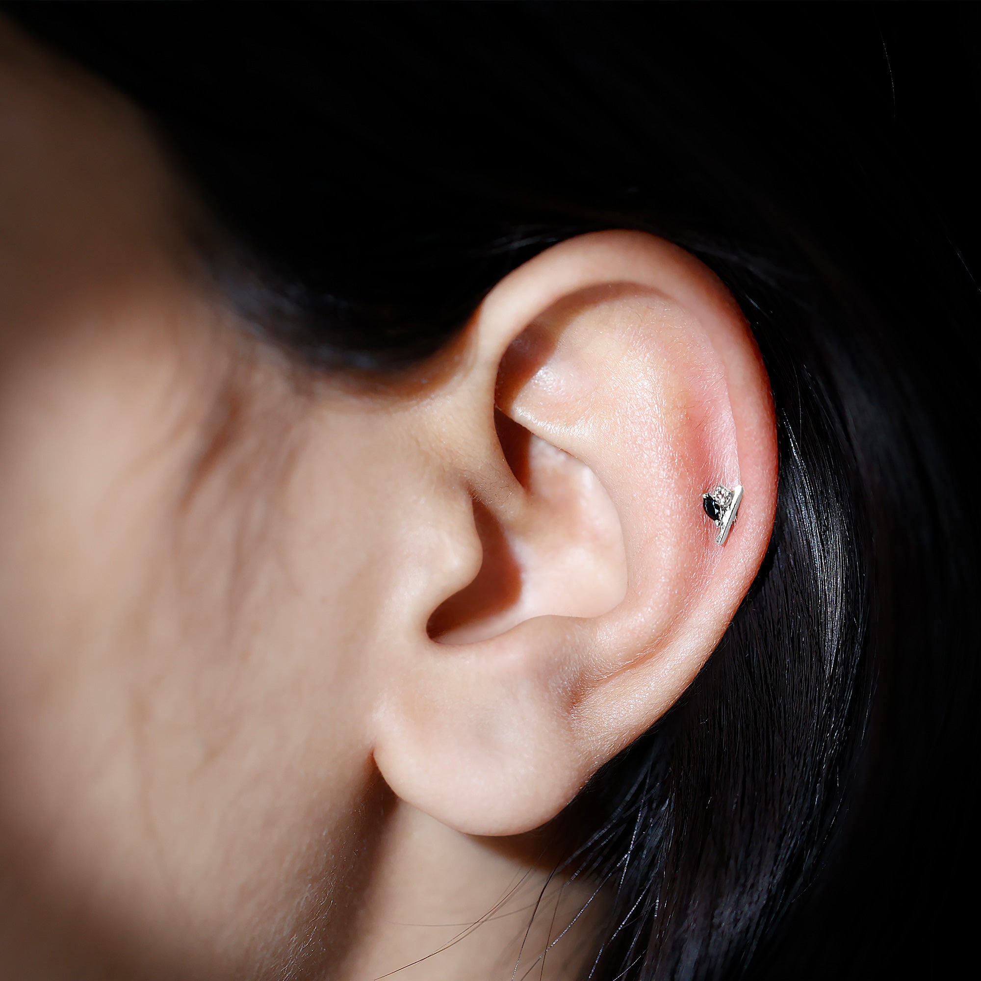 Rosec Jewels-Contemporary Lab Grown Black and White Diamond Helix Earring