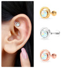 Rosec Jewels-Round Ethiopian Opal Solitaire Circle Cartilage Earring