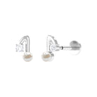 Rosec Jewels-Natural Freshwater Pearl Music Note Helix Earring with Diamond