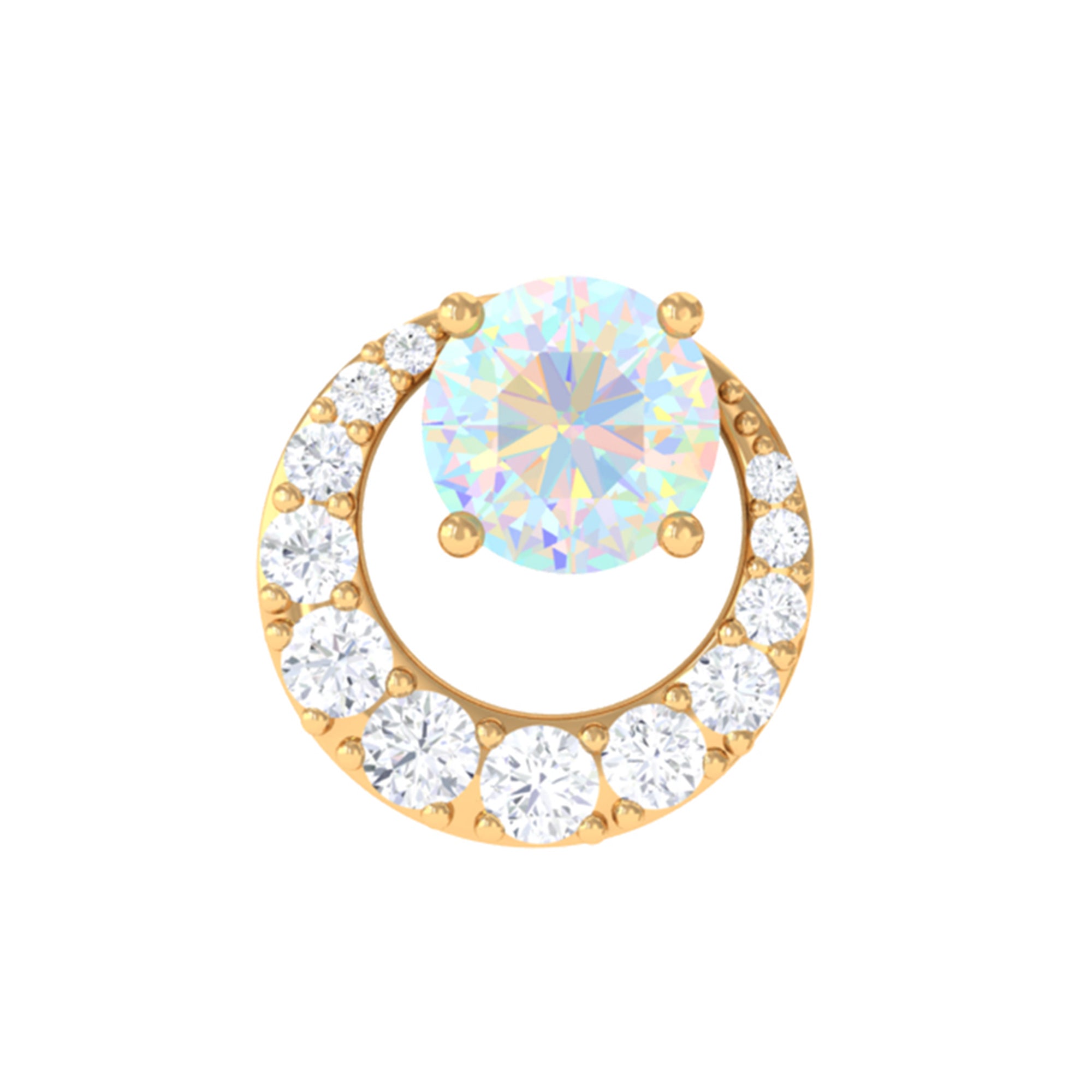 Rosec Jewels-Ethiopian Opal and Moissanite Circle Cartilage Earring