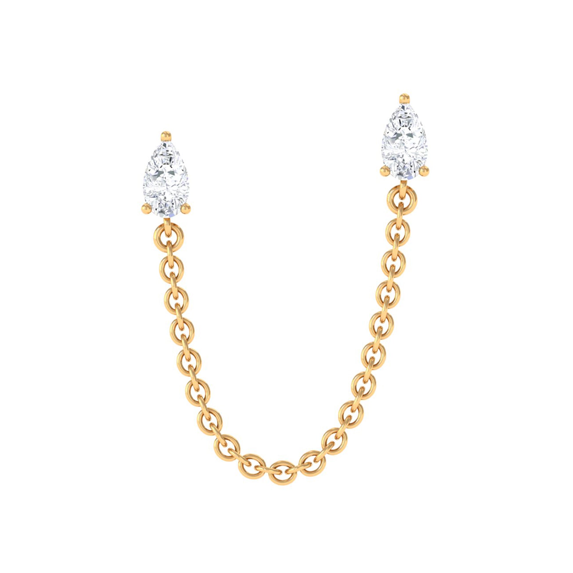 Rosec Jewels-Pear Shape Diamond Chain Double Piercing Earring