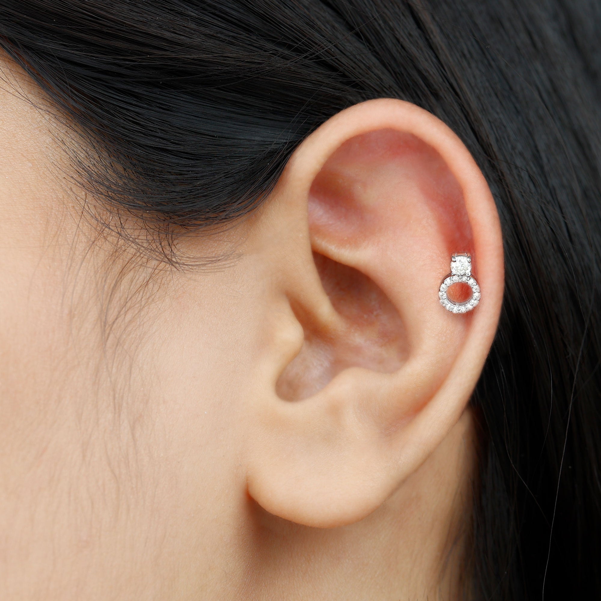 Rosec Jewels-Minimalist Diamond Open Circle Helix Earring