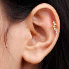 Rosec Jewels-Real Diamond Flower Crawler Earring for Helix Piercing