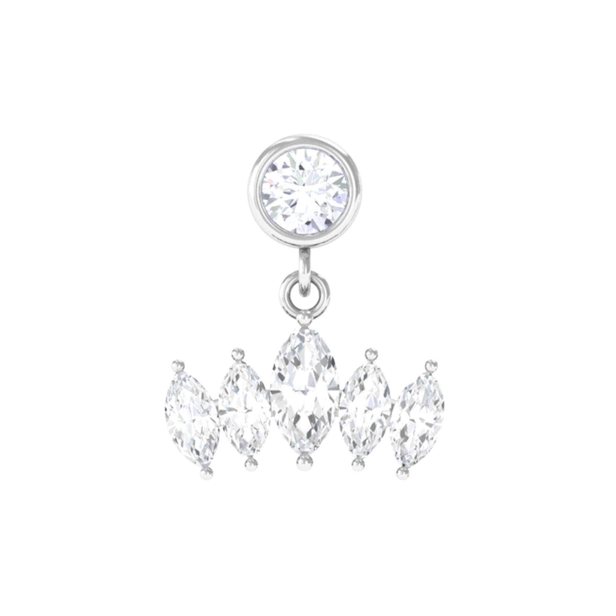 Rosec Jewels-Marquise Moissanite Crown Dangle Earring for Cartilage Piercing