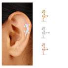 Rosec Jewels-Certified Moissanite Lizard Crawler Earring for Helix Piercing