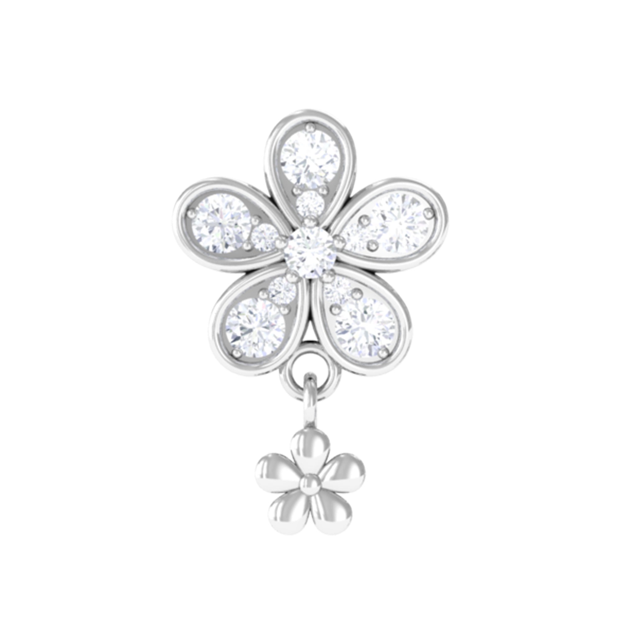 Rosec Jewels-Moissanite Flower Drop Earring for Helix Piercing