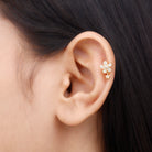 Rosec Jewels-Moissanite Flower Drop Earring for Helix Piercing