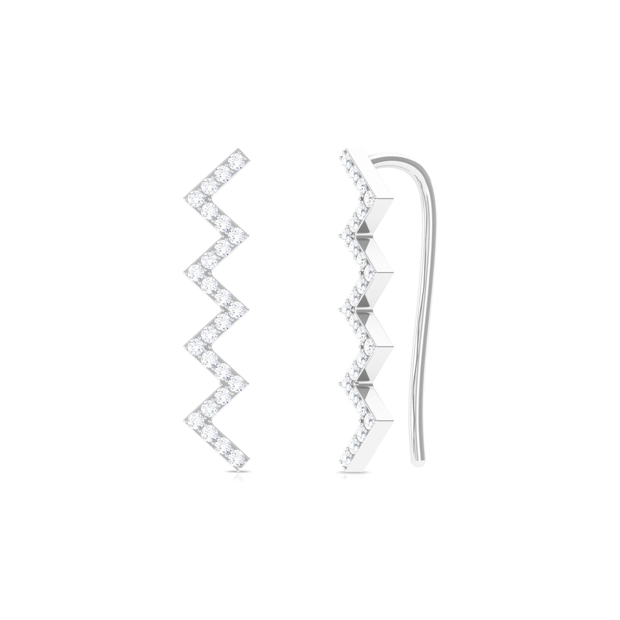 Rosec Jewels-Moissanite Zig Zag Climber Earring for Helix Piercing