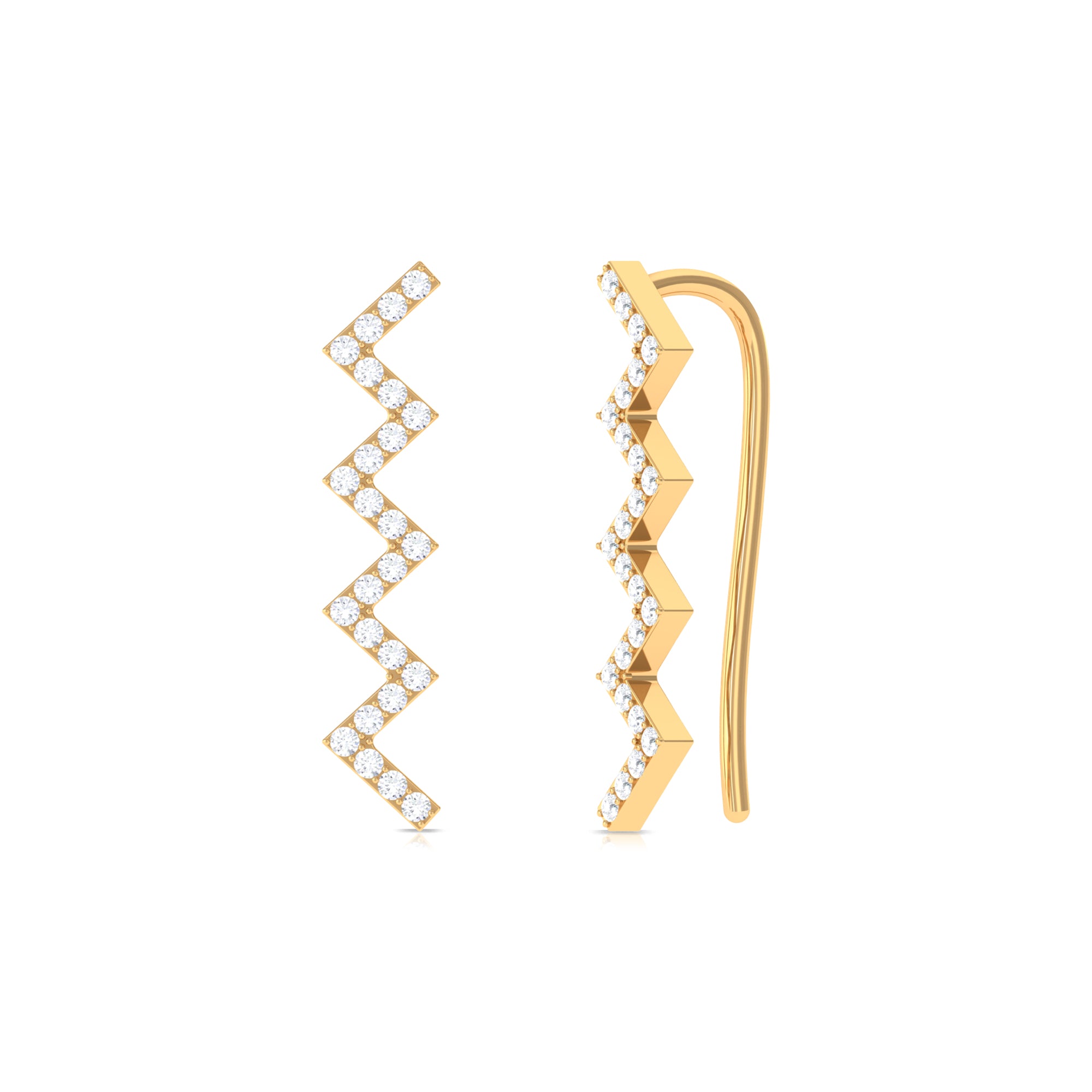 Rosec Jewels-Moissanite Zig Zag Climber Earring for Helix Piercing