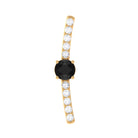 Rosec Jewels-Black Onyx and Moissanite Curved Cartilage Earring in Gold