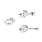 Rosec Jewels-Round Moissanite Gold Evil Eye Cartilage Earring