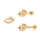 Rosec Jewels-Round Moissanite Gold Evil Eye Cartilage Earring