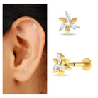 Rosec Jewels-Certified Marquise Moissanite Flower Earring for Helix Piercing