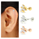 Rosec Jewels-Certified Marquise Moissanite Flower Earring for Helix Piercing