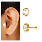 Rosec Jewels-Moissanite Simple Helix Earring in Beaded Bezel Setting