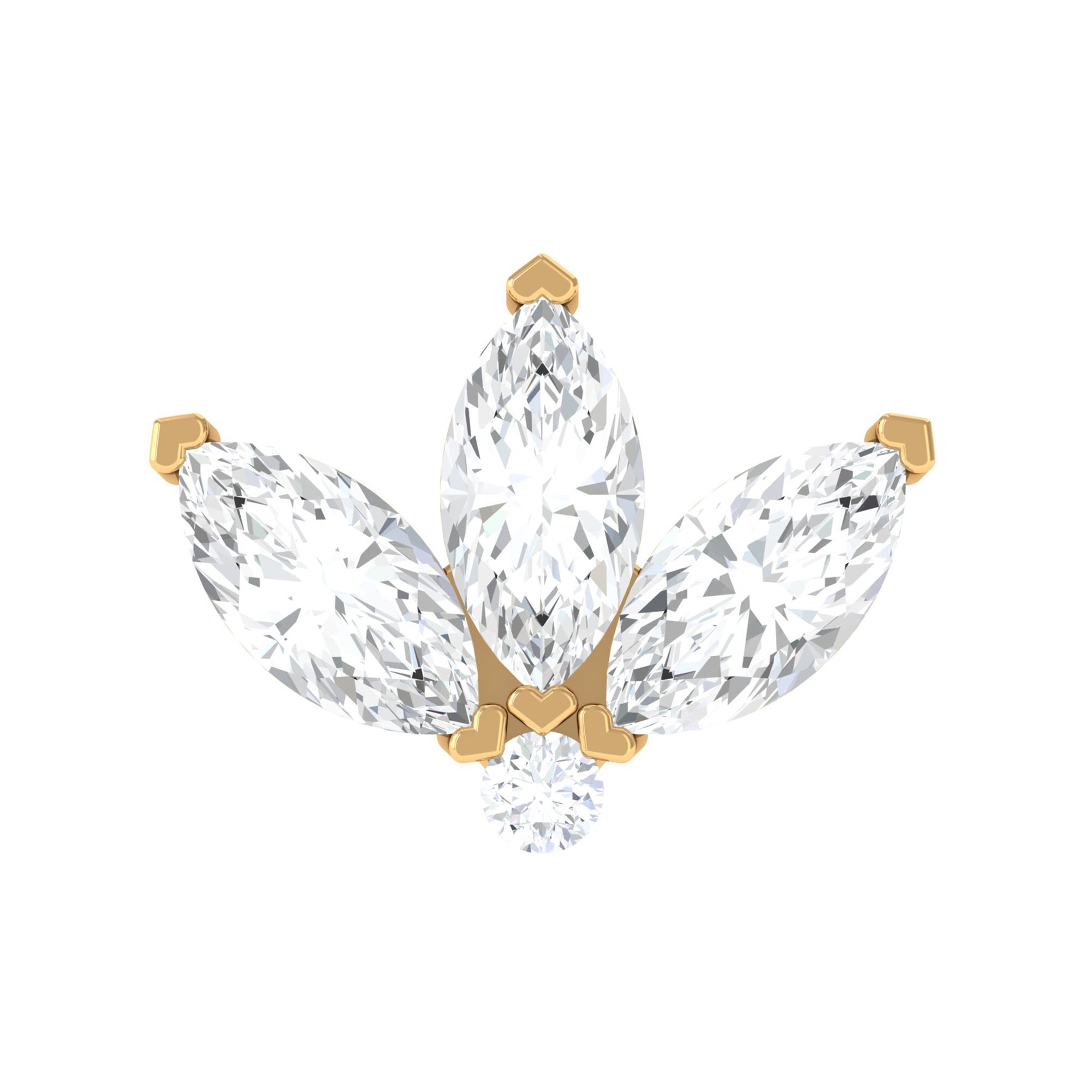 Rosec Jewels-Marquise Moissanite Gold Lotus Flower Helix Earring