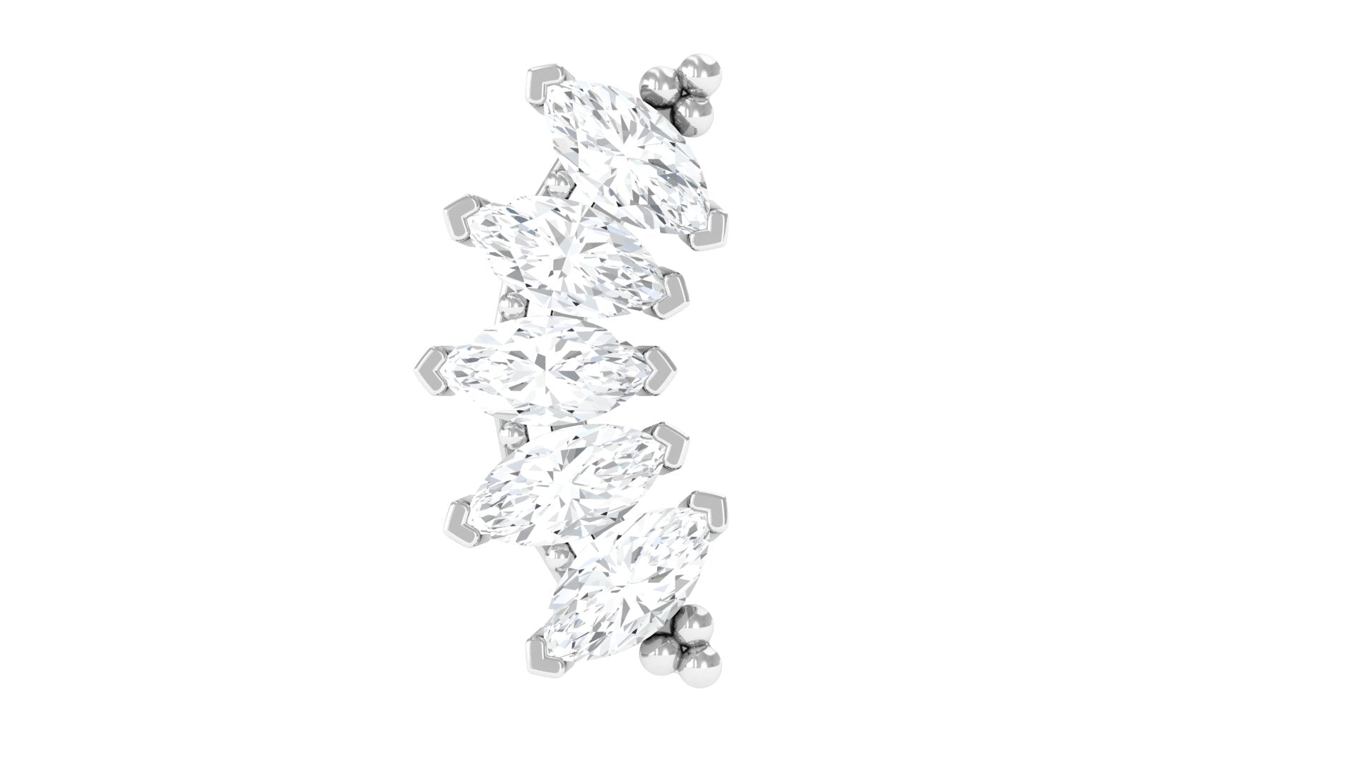 Rosec Jewels-Marquise Moissanite Climber Earring for Cartilage Piercing