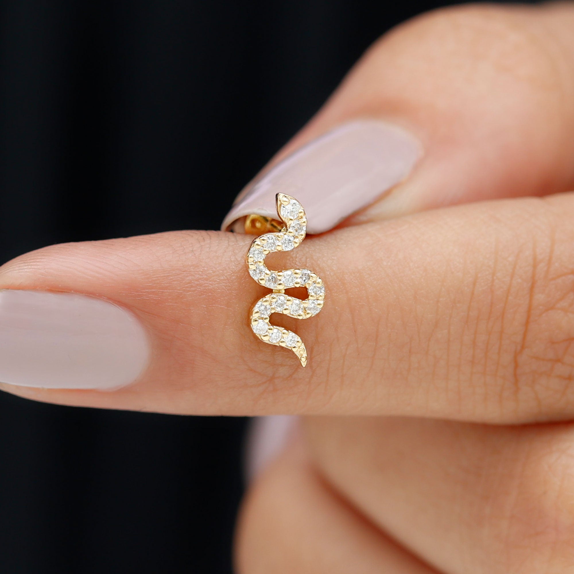 Rosec Jewels-Unique Moissanite Snake Crawler Cartilage Earring in Gold