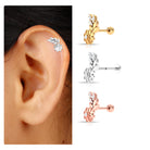 Rosec Jewels-Certified Moissanite Flower Crawler Earring for Helix Piercing