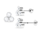 Rosec Jewels-Round Moissanite Trio Helix Earring in Bezel Setting