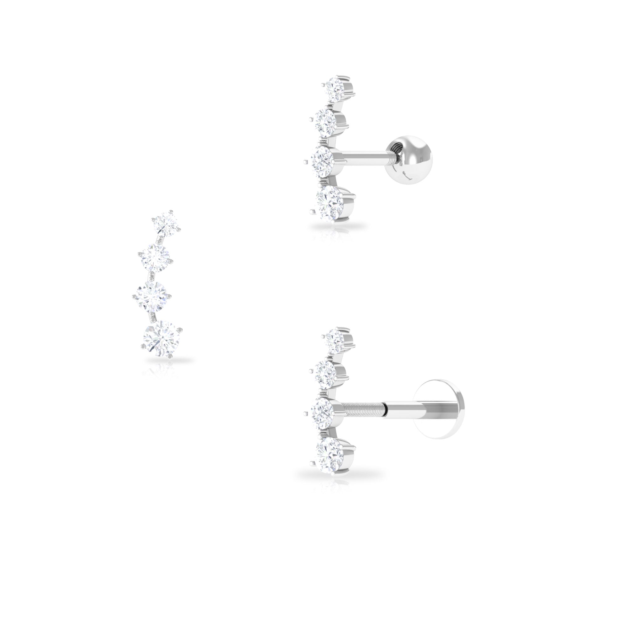 Rosec Jewels-Minimalist Moissanite Crawler Helix Earring in Gold