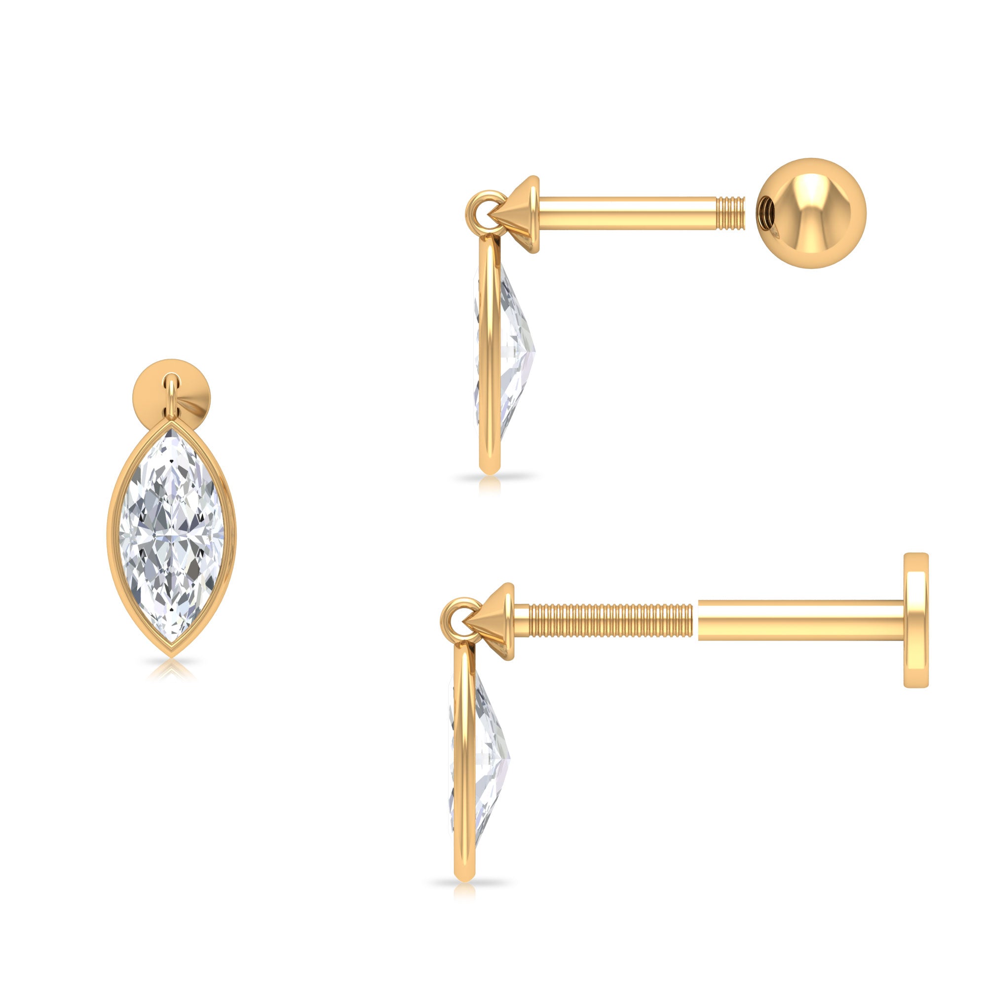 Rosec Jewels-Certified Moissanite Dangling Earring for Helix Piercing