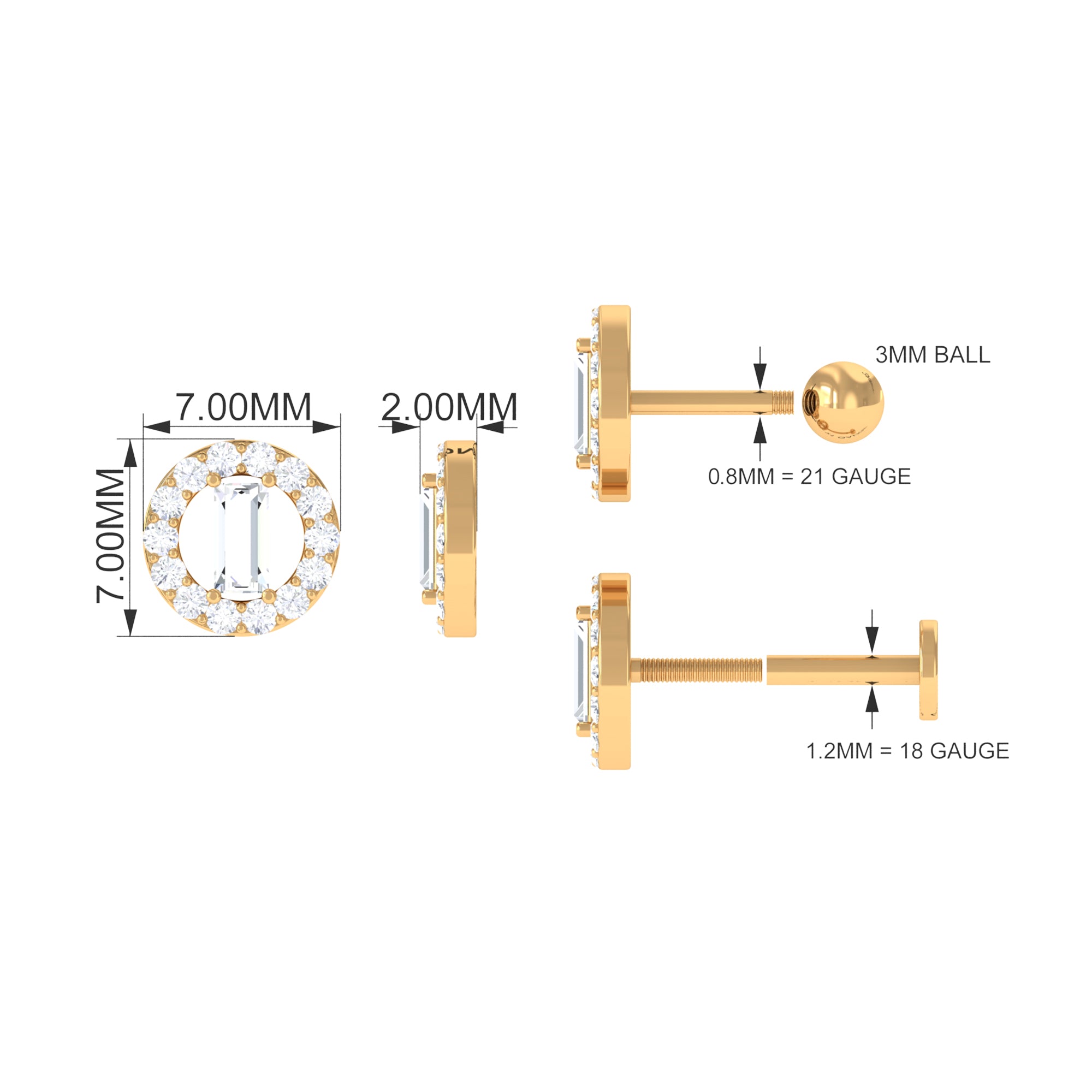 Rosec Jewels-Certified Moissanite Circle Helix Earring in Gold