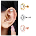 Rosec Jewels-Certified Moissanite Circle Helix Earring in Gold