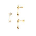 Rosec Jewels-Moissanite Moon and Star Chain Drop Earring for Helix Piercing