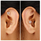 Rosec Jewels-Three Stone Baguette Moissanite Simple Conch Earring