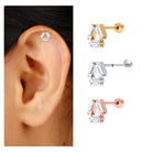 Rosec Jewels-Three Stone Baguette Moissanite Simple Conch Earring