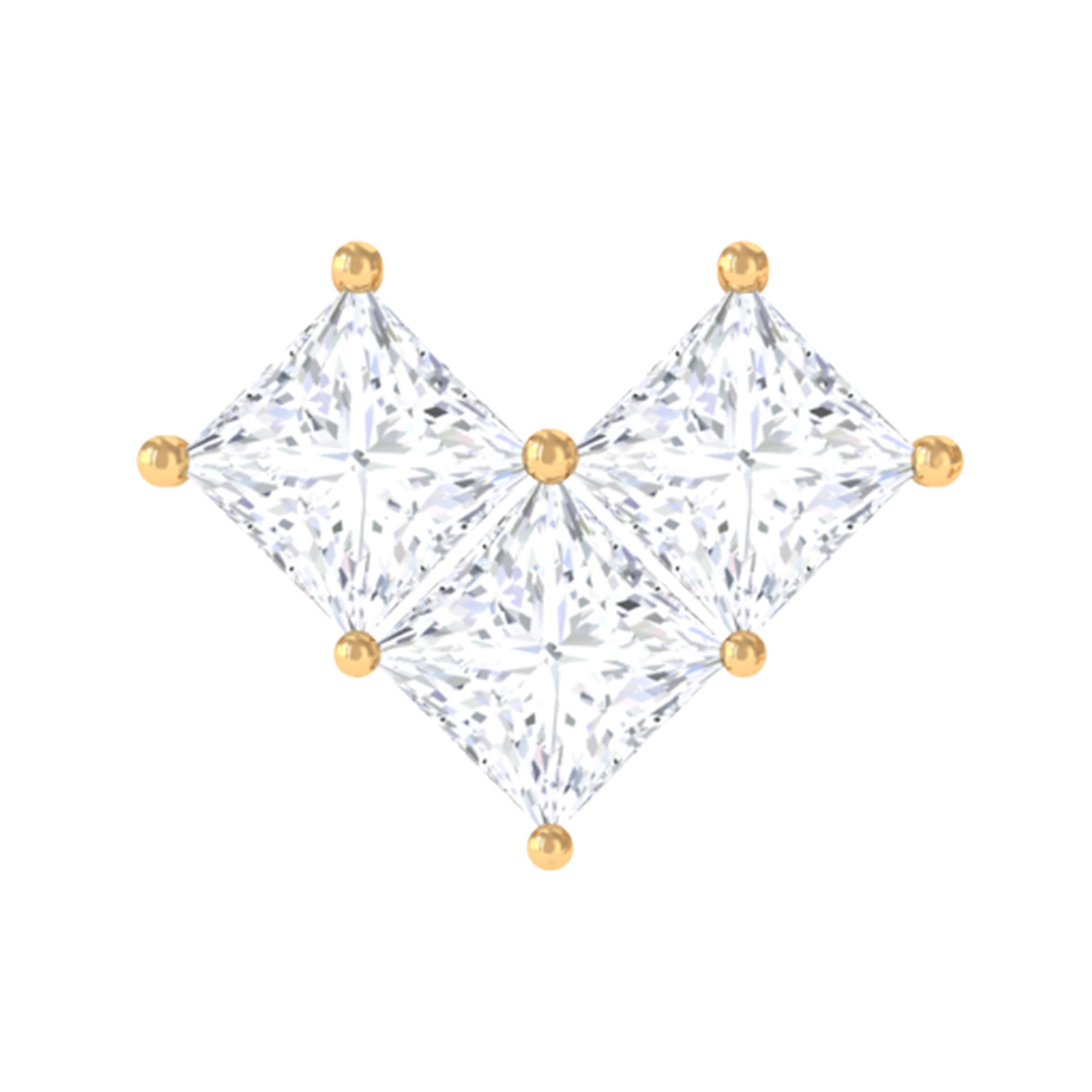 Rosec Jewels-Princess Cut Moissanite Three Stone Tragus Earring