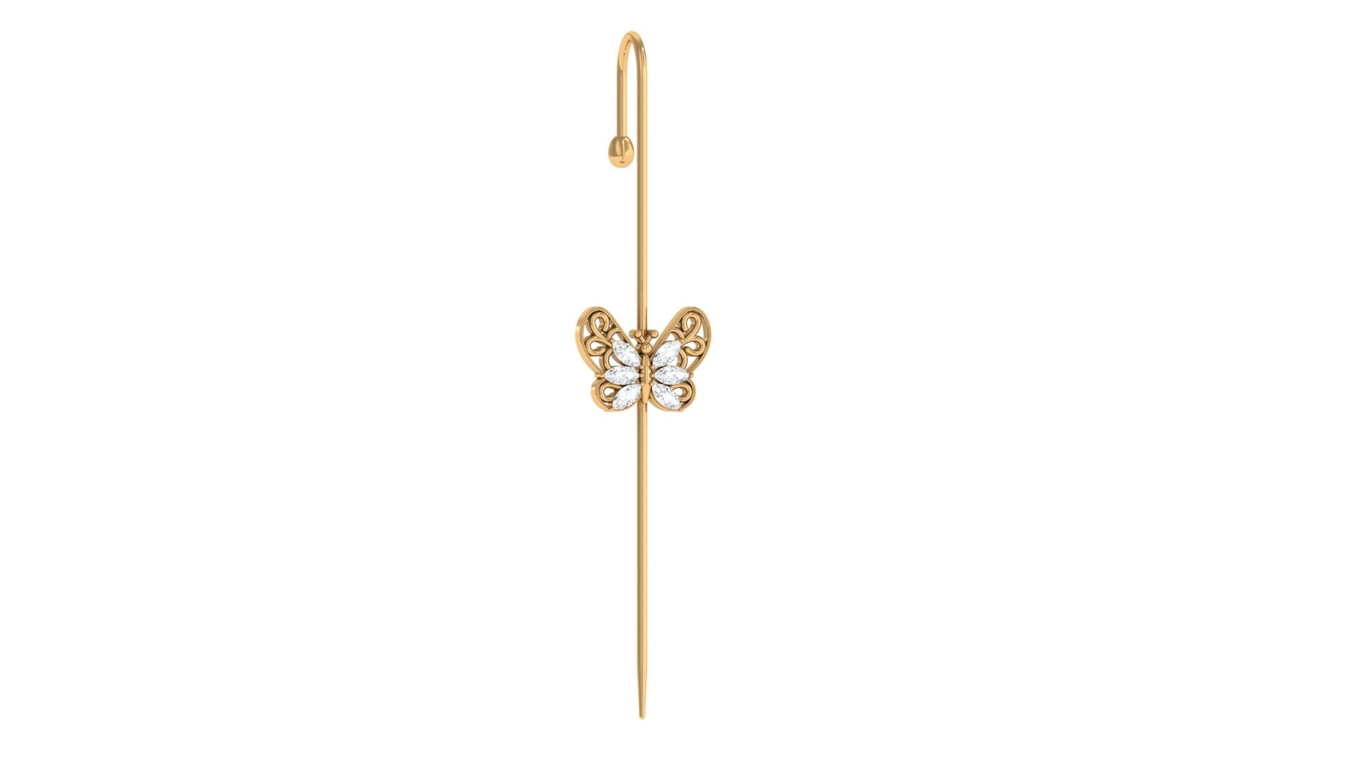 Rosec Jewels-Elegant Certified Moissanite Butterfly Ear Pin Earring