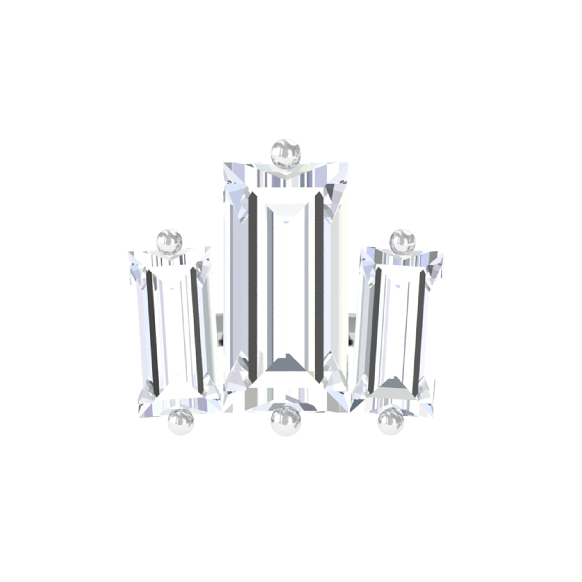 Rosec Jewels-Triple Baguette Moissanite Earring for Cartilage Piercing