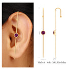 Rosec Jewels-5 MM Round Rhodolite Solitaire Ear Pin in Bezel Setting