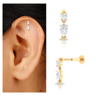 Rosec Jewels-Pear Cut Moissanite Drop Earring for Cartilage Piercing