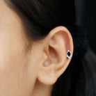 Rosec Jewels-Real Black Onyx Unique Helix Earring with Moissanite