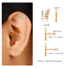 Rosec Jewels-Moissanite Leaf Helix Earring with Gold Beads