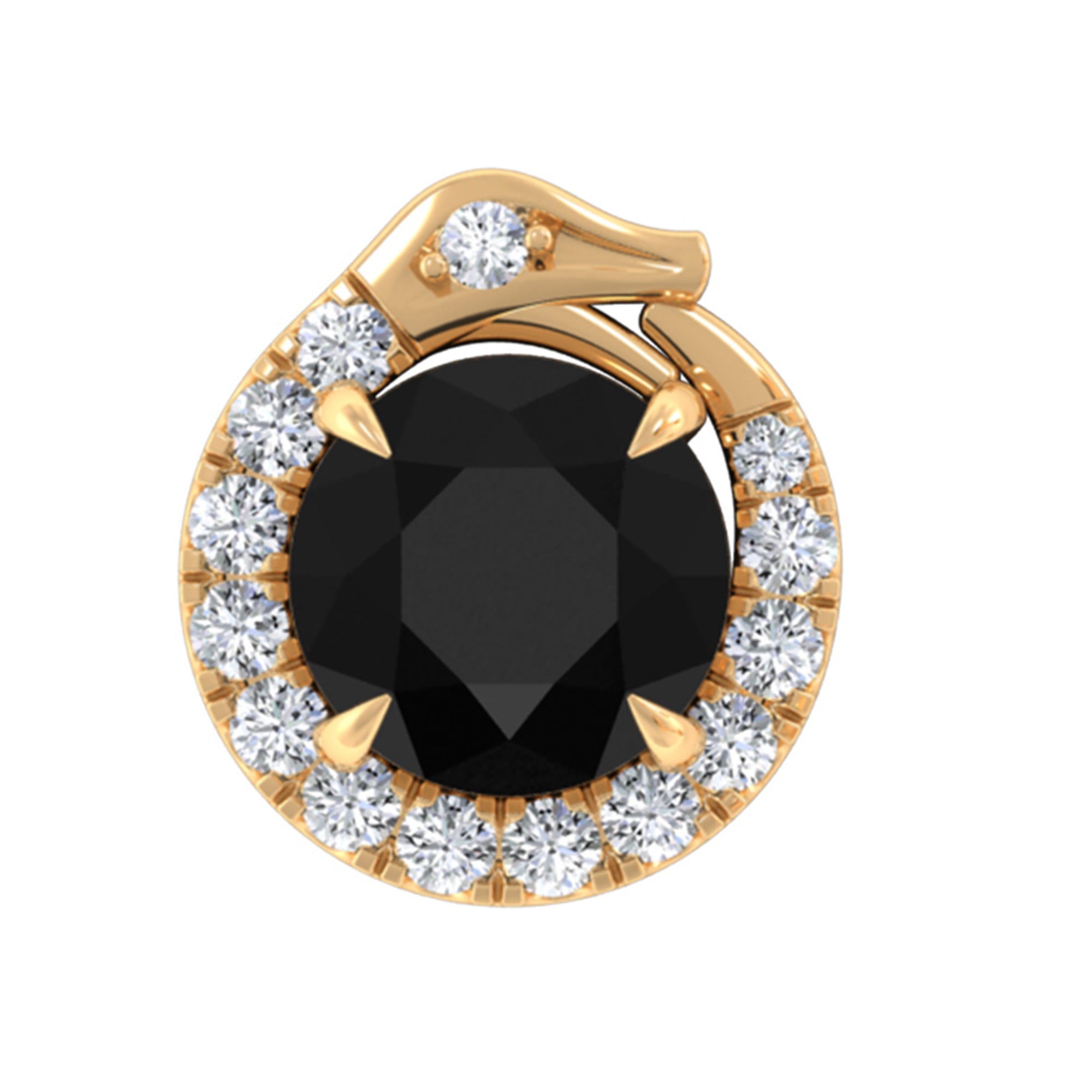 Rosec Jewels-0.75 CT Black Onyx and Moissanite Snake Rook Earring in Gold