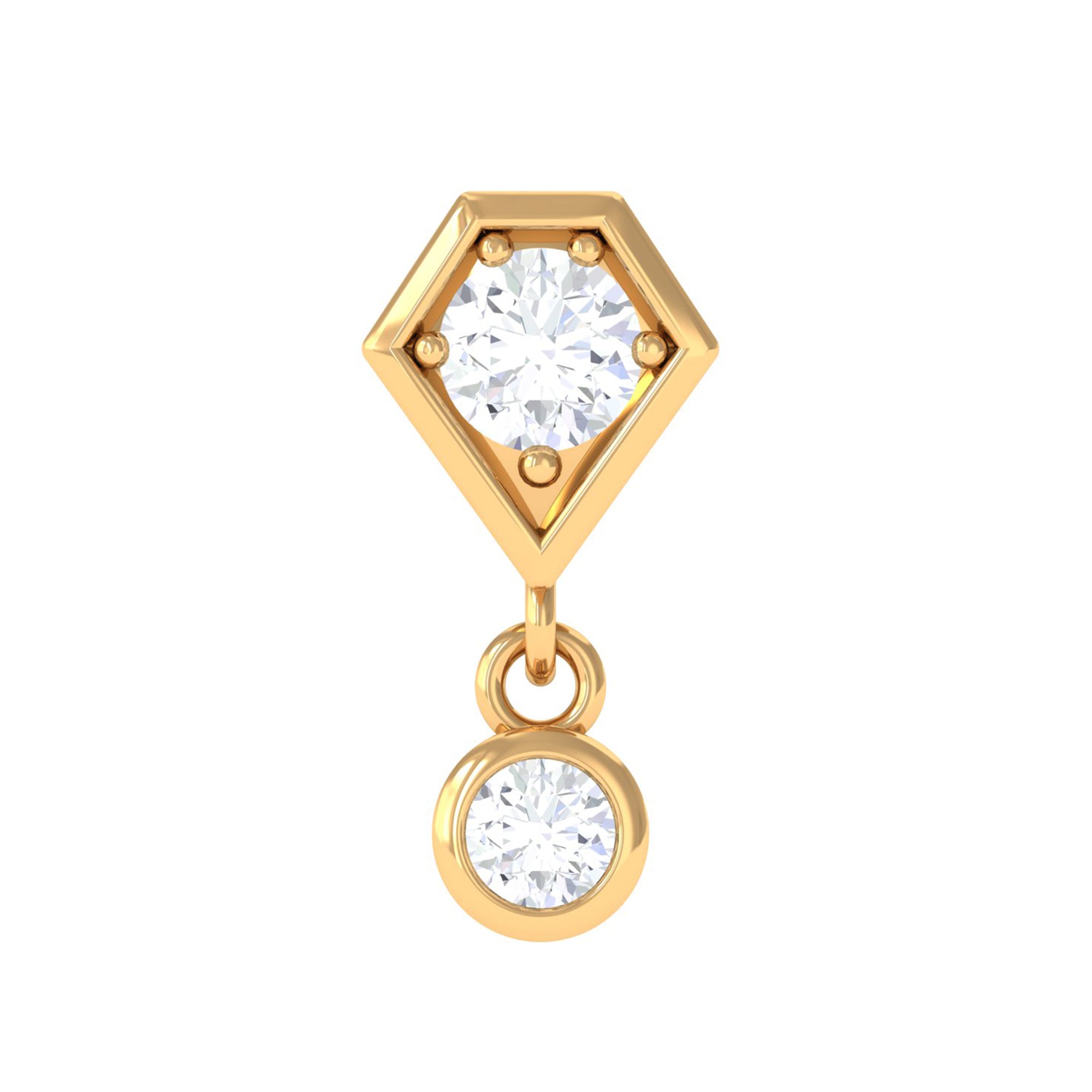 Rosec Jewels-Round Natural Diamond Simple Helix Drop Earring in Gold