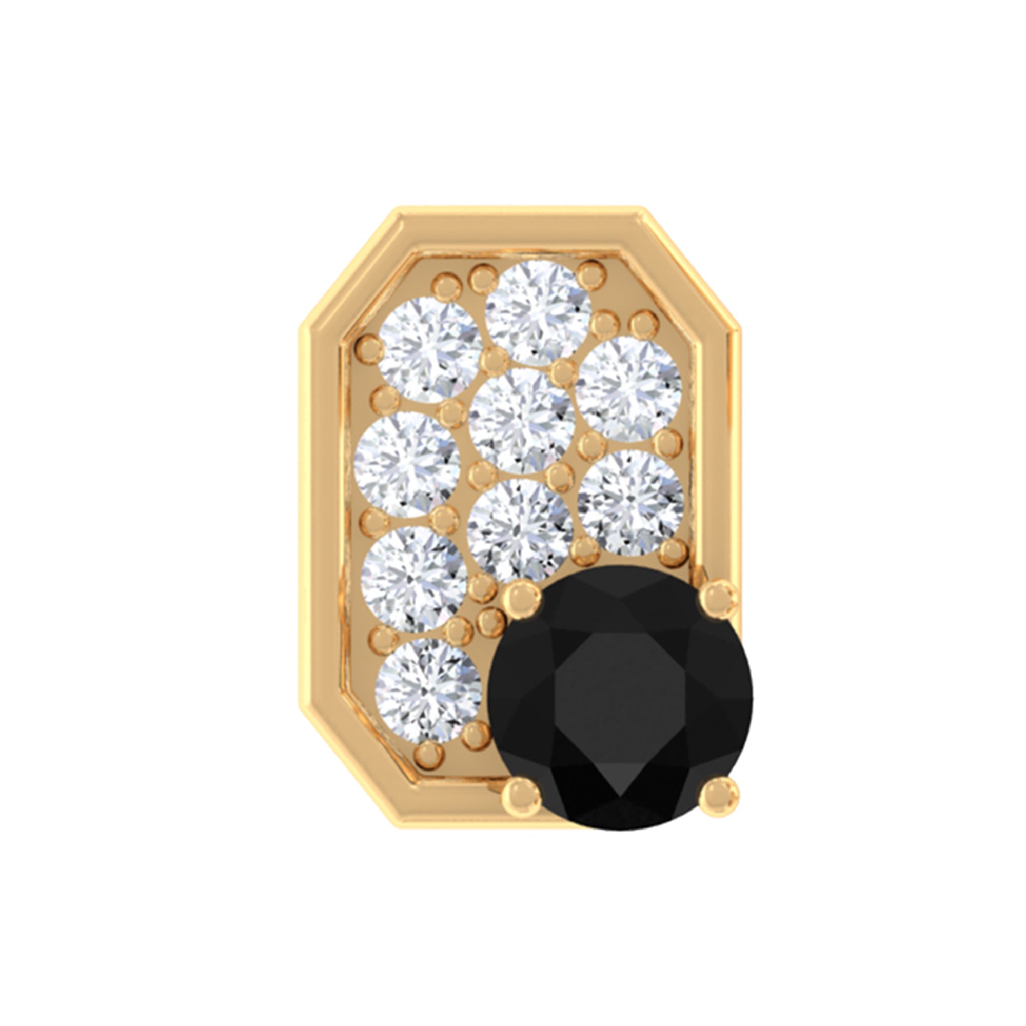 Rosec Jewels-1/4 CT Black Onyx and Moissanite Octagon Cartilage Stud Earring