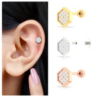 Rosec Jewels-Vintage Inspired Moissanite Hexagon Rook Earring in Gold